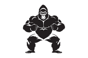 Powerful muscular gorilla in a fierce stance