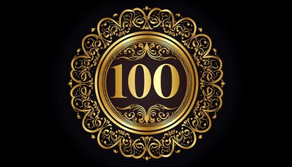Ornate gold emblem with the number 100