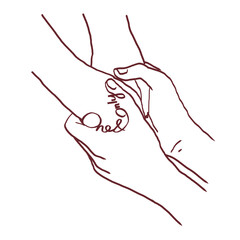 Love and Hand Holding Line Art Collection, Romantic Couple Drawing Set