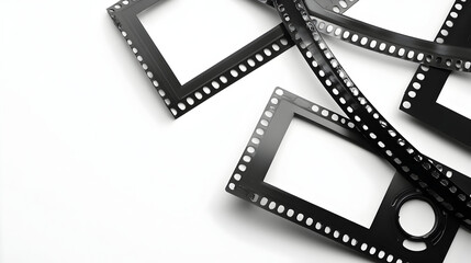 Vintage black and white film strip frame with four empty spaces for photography and design concepts