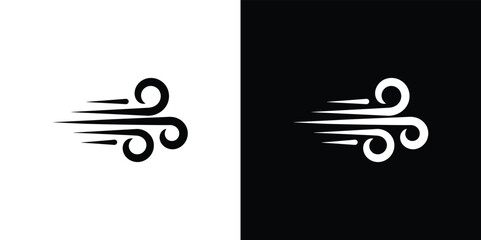 Abstract Wind Motion Logo with Swirls and Dashes on Transparent Background