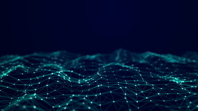 Modern design of network connection structure. Abstract background with interlacing dots and lines. 3D rendering.