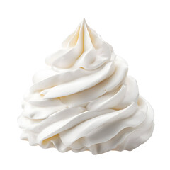 Delicious vanilla whipped cream swirl isolated on black background studio shot