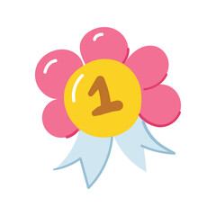 Hand drawn first place winner reward element icon flat style vector illustration design