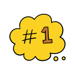 Hand drawn number one element icon filled outline style vector illustration design