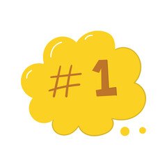 Hand drawn number one element icon flat style vector illustration design