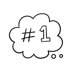 Hand drawn number one element icon outline style vector illustration design