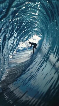 Dynamic Ocean Wave Slowly Forming in Blue Water 
 Powerful Nature Scene