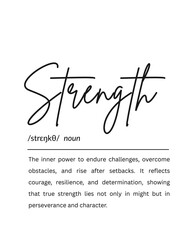 Strength Definition Motivational Printable, Modern Quote Wall Art for Gym, Office, Classroom, or Home, Gift for Friends & Athletes