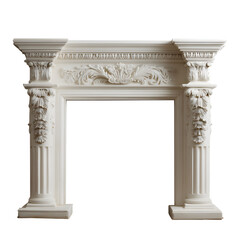 Elegant white marble fireplace surround against a dark background captures the craftsmanship
