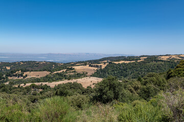 Obraz premium State Route 35 (SR 35), Skyline Boulevard. San Mateo County, California. Santa Cruz Mountains. Santa Clara Valley. San Andreas Fault