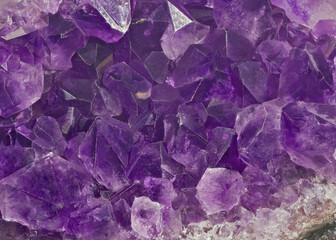 photo of violet amethyst crystals background