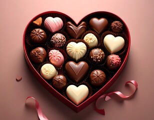 Heart-shaped box of assorted chocolates