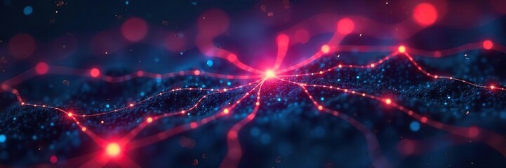 Abstract network of glowing lines connecting diverse nodes, representing innovative ideas and global communication, technology advancement and futuristic concepts , global, nodes