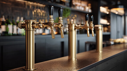 The Elegant Beer Taps in a Modern Bar Setting