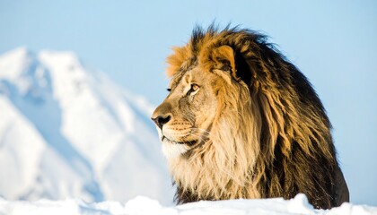 Majestic lion in snowy mountains (1)