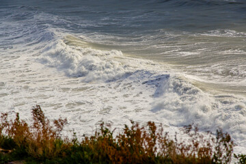 Stormy winter wars in stump in Black Sea in winter