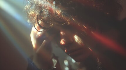 Symbolic concept image of photophobia as fear and reaction to brightness