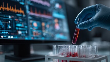 Analyzing Blood Samples A Medical Professional Conducts Research in a Modern Laboratory