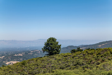 State Route 35 (SR 35), Skyline Boulevard. Upper Spring Ridge Roadside Parking, San Mateo County,...