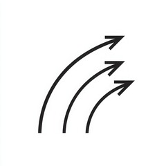 Three Curved Black Arrows Pointing Upward