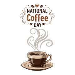 Celebrate international coffee day with delicious hot beverages and coffee beans art transparent background
