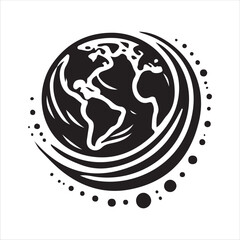 Earth vector art black and white