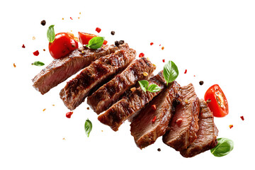 Grilled beef steak isolated on transparent or white background, png