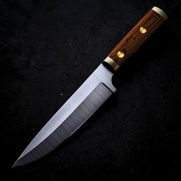 A folding knife or handle knife with a short, sharp metal blade