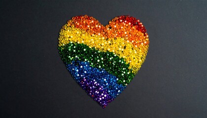 Heart-shaped rainbow of sparkling crystals