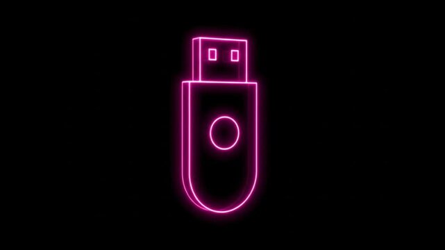 Pink neon usb flash drive illustration