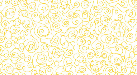 Playful continuous yellow ribbon line &mdash; single looping scribble line in bright yellow for decorative borders, path illustration, motion accents and whimsical design elements