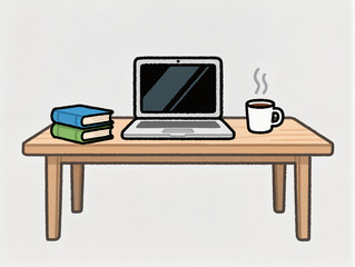 vector illustration of a laptop in a office