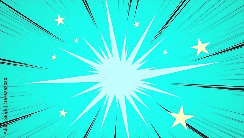 Poster a vibrant comic book style background with a starburst. a dynamic explosion with radiating speed lin