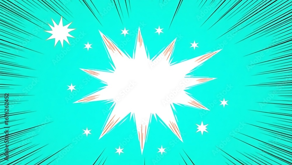 Poster a vibrant comic book style background with a starburst. a dynamic explosion with radiating speed lin