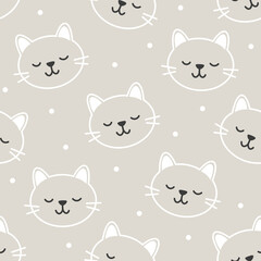 Seamless pattern design. Aesthetic print with cats