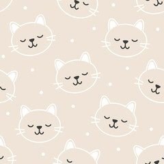 Seamless pattern design. Aesthetic print with cats
