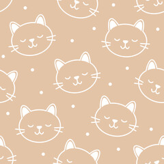 Obraz premium Seamless pattern design. Aesthetic print with cats
