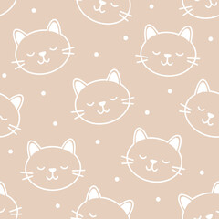 Obraz premium Seamless pattern design. Aesthetic print with cats