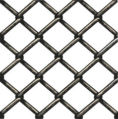 Chain link metal fence close-up pattern texture in black and gray vector illustration seamless design 