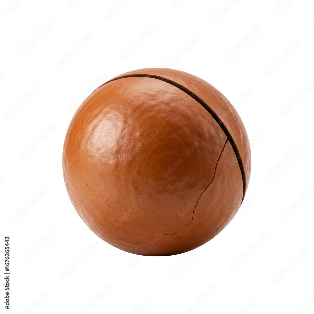 Poster A single, perfectly formed macadamia nut in its textured brown shell, isolated on a transparent studio background with sharp focus, UHD macro concept for natural product photography