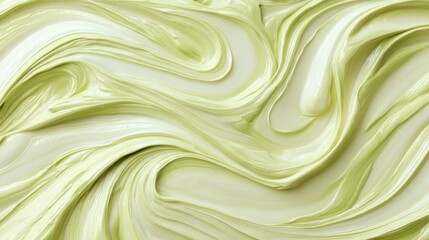 Creamy green texture showcasing smooth swirls and rich consistency in culinary preparation
