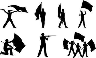 Color guard svg, Marching band svg, Color guard silhouette, Marching band silhouette, Flag girls svg, Color guard flags svg, Color guard vector set- V01