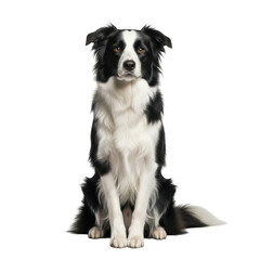 Fototapeta premium Majestic border collie dog sitting proudly front view studio portrait transparent background
