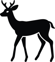 Fototapeta premium Flat Isometric Vector of Deer Silhouettes – Minimalist Black and White Deer Icons, Outlines, and Shapes Illustration