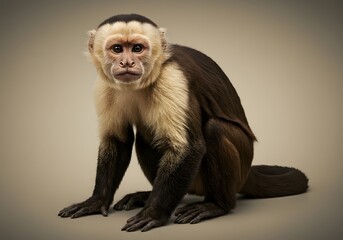 Fototapeta premium Alert and attentive monkey posing elegantly in a studio environment, perfect for highlighting the fascinating features of primate species.