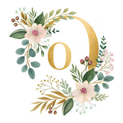 floral frame with flowers number 0 zero