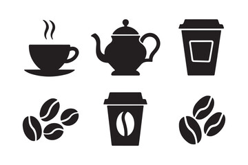 Coffee and tea icons for beverage service