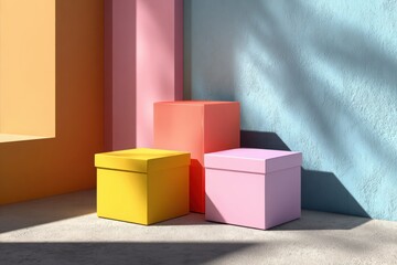 Brightly Colored Boxes in a Playful Arrangement
