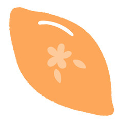 Korean mooncake with flower pattern, traditional Chuseok food, isolated on transparent. Hand drawn flat vector illustration. Mid Autumn Festival design element, holiday clip art